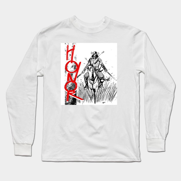 Samurai on horse Long Sleeve T-Shirt by RodLuperArt